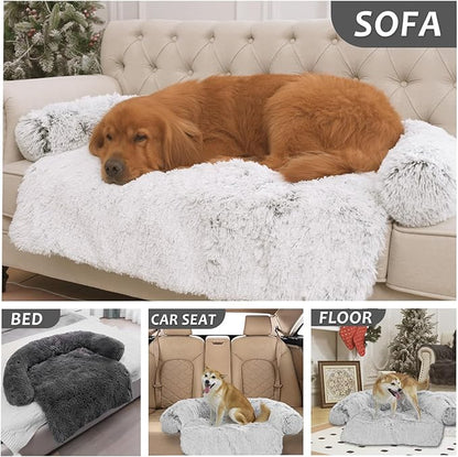 Calming Dogs/Cats Bed Mats, Dog Pad Washable Removable Couch Cover, Plush Long Fur Mat for Pets, Waterproof Lining, Perfect for Small, Medium and Large Dogs and Cats (Dark Gray, 59"x39")