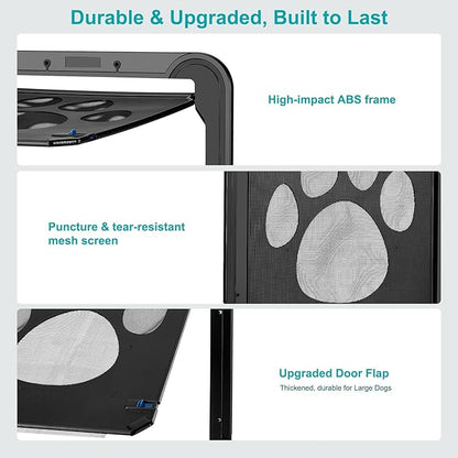 Ownpets Dog Screen Door, Inside Door Flap 12x14x0.4 Inch, Lockable Pet Screen Door, Magnetic Self-Closing Screen Door with Locking Function, Sturdy Screen Door for Dogs Cats