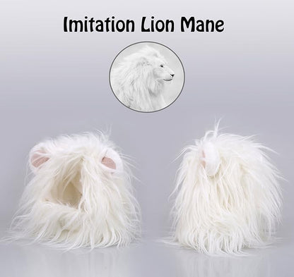 Onmygogo Lion Mane Wig for Cats and Dogs, Funny Pet Cat Costumes for Halloween Christmas, Furry Pet Clothing Accessories