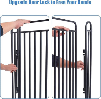 New Thickened Version Dog Playpen, 43 Inch Dog Fences for The Yard, Portable Outdoor Dog Playpen for Large/Medium/Small Dogs, Foldable Metal Dog playpen, with Doors (8 Panels, 43 Inch)