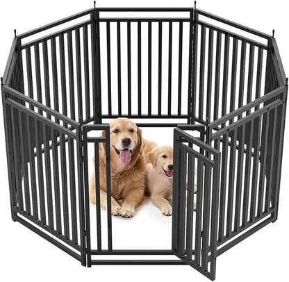 Dog Playpen Dog Fence Outdoor for Yard 47" H with 8 Panels Sturdy Portable Puppy Playpen for Indoor Outdoor RV Camping Use - Black Silver