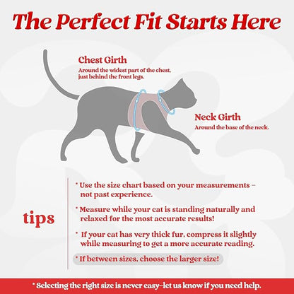 rabbitgoo Cat Harness and Leash Set for Walking Escape Proof, Adjustable Soft Kittens Vest with Reflective Strip for Cats, Comfortable Outdoor Vest, Red, L