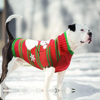 Dog Christmas Sweater Cute Snowman Puppy Cat Costume Boy Girls Xmas Holiday Pet Clothes New Year Outfits Gifts for Small Medium Large Dogs (XL, Red Green Stripe Snowman)