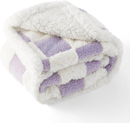 LE SURE Waterproof Puppy Blanket for Small Dogs - Washable Double Sided Dog Blankets with Warm Jacquard Shag and Soft Sherpa Fleece, Pet Cat Blanket for Couch Protection, 3D Textured Cloud, Purple