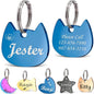 Anavia Small Size Dog Cat ID Tags, Small/XS Personalized Color Plated Stainless Steel Puppy Kitten Name Tags, Customized Engraved Nameplate Pet Collar Tag (Blue, Cat Head)