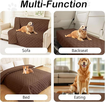 hyha Waterproof Dog Bed Blanket, Soft Pet Blankets, Waterproof Couch Cover for Dogs, Reversible Sofa Covers Washable for Furniture (68x82 Inch, Brown/Brown)
