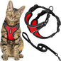Voyager Escape-Proof Step-in Lock Cat Harness & 5ft Neoprene-Handle Leash Set All-Weather Mesh with Reflective Stitching for Small to Large Cats by Best Pet Supplies, Black Trim-Red (327), XXXS