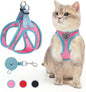 SCENEREAL Cat Harness and Leash Set Escape Proof, Adjustable Soft Air Mesh Kitten Harnesses for Girls Boys Small Medium Big Cats, Reflective Light Travel Pet Walking Vest for Puppy Rabbit, Pink XL