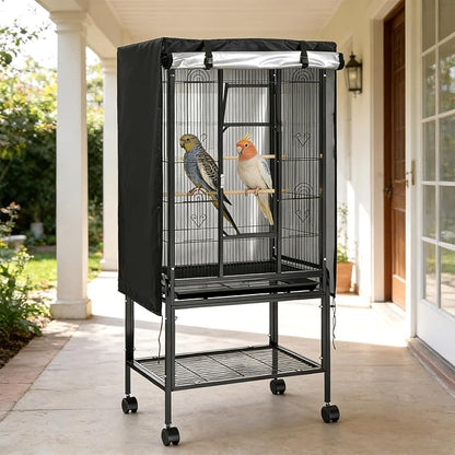Bird Cage Cover 35"x25"x47" Heavy Duty Waterproof Bird cage Covers for Night, Zipper Panel Blackout Birdcage, Good Night Enclosure for Parakeet, Parrot, Cockatiel and More Finches