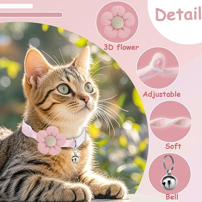Breakaway Cat Collars with Bells, MUZIEBA Kitten Collar for Girl Boy Adjustable Safety Kitty Collars for Cats Puppy and Small Pets (Purple + Yellow)