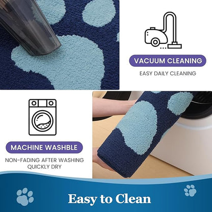 Buganda Dog Door Mat for Muddy Paws, Absorbent Dirt Trapper Washable Indoor Doormats, Non Slip Low-Profile Mud Mat for Dogs, Front Entrance Doormat for Inside Floor (47x24 Inches, Dark Blue)