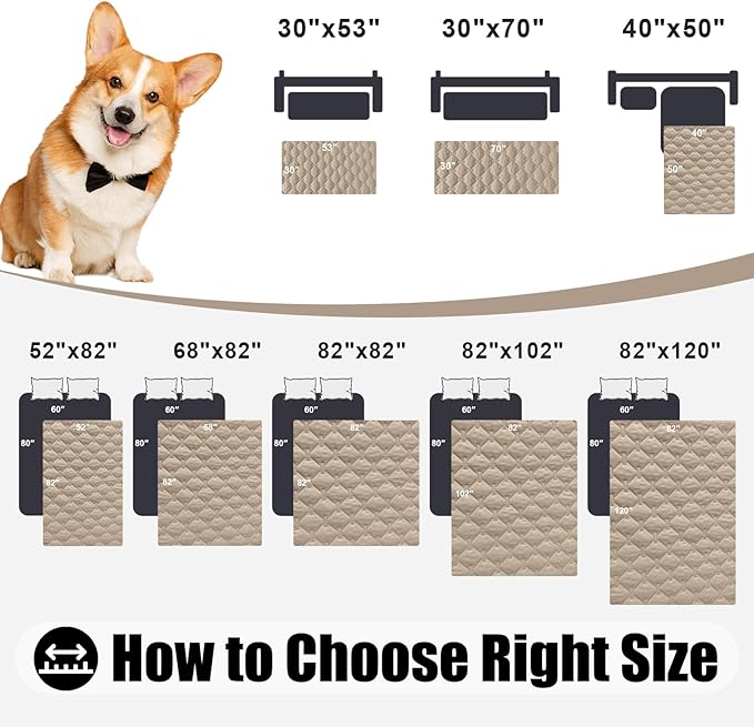 Smiry Waterproof Dog Bed Cover Blanket, Soft Reversible Pet Blanket, Washable Leakproof Cats Dogs Couch Cover for Sofa, Couch, Furniture (82x120 Inch, Taupe/Beige)