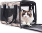 EXPAWLORER Large Cat Carrier Dog Carriers Soft for Small Medium Cats Puppies Up to 20lbs, Airline Approved Pet Carrier Soft-Sided Collapsible Pet Travel Carrier Fit 2 Kitties (Brown)