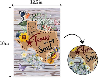 I've got texas in My Sou Garden Flag,Texas State Garden Flag for outside,Texas In My Soul Garden Flag,Western Home Sweet Home Flag,12x18 Inch