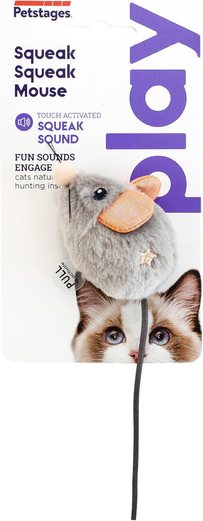 Catstages Squeak Squeak Mouse Cat Toy with Touch-Activated Sound & Catnip,Gray,(Pack of 2)