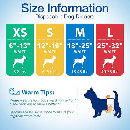 Pet Soft Disposable Male Dog Wraps - Dog Diapers for Male Dogs, Puppy Diapers 24pcs Small