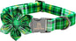 Lionheart glory St. Patrick's Day Dog Collar with Flower Dog Collar for Large Dogs, Green Plaid Cute Collars Spring Dogs Collars Flower Puppy Heavy Duty Cute
