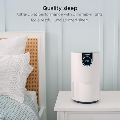 Shark HP132 Clean Sense Air Purifier with Odor Neutralizer Technology, HEPA Filter, 500 sq. ft., Small Room, Bedroom, Office, Captures 99.98% of Particles, Dust, Smoke & Allergens, Portable, White