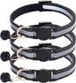 3 Pack Reflective and Breakaway Cat Collars with Bells，Adjustable Kitten Collars from 7.5 to 12.5 Inches, Ideal of Kitten Collar, Suitable for Girls and Boys (Black)