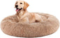 Sweetcrispy Donut Dog Bed, Large Round Calming Cat Bed with Washable Waterproof Cushion, Anti-Anxiety & Anti-Slip Fluffy Cuddle Cozy Faux Fur Plush for Pet Puppy Indoor Sleeping (30.7"x30.7", Brown)