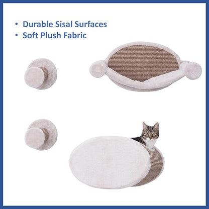 TRIXIE Wall Mounted Cat Lounge Set with Hammock & Condo – Climbing Shelve with Plush Condo & Sisal Step – Wall-Mounted Cat Furniture for Scratching & Lounging – Gray-Brown, 18.75 x 11 x 11.25 in
