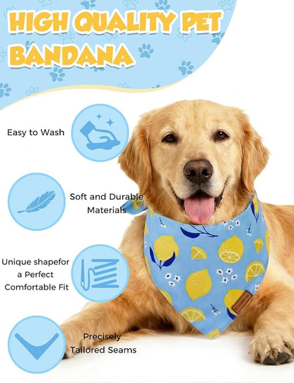 Luxury Double-Layer Dog Birthday Bandana – Handmade, Silk-Soft Polyester for All Dog Sizes | Birthday & Party Outfit | Gift-Ready Pet Accessory (Yellow, Medium)