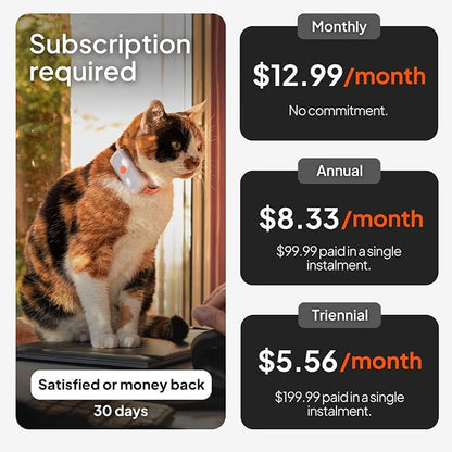 Weenect Cat XS - GPS Tracker for Cats | Real-time GPS Tracking | Smallest Model on The Market | Operates with a Subscription | Collar Included
