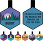 GoTags Silent Dog Tag, Personalized Engraved Hexagon Silicone Dog and Cat Name Pet ID Tags, Soundless No More Jingling Dog Tags with Design (Forest, Purple)