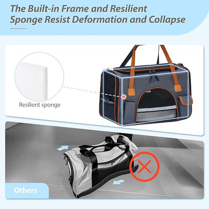 Pesen 20x12x11 Inches Cat Carrier– Fits Pets Up to 28 lbs, Anti-Collapse Design, Multiple Storage Pockets, Cat Carrier Soft Ideal for Medium Cats, Puppy, Rabbits and Other Small Animals