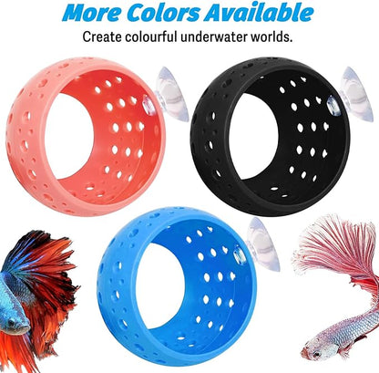 Fhiny Betta Tunnel, Aquarium Fish Hideout with Suction Cup - Shrimp Cave Aquarium Decor for Small Fish, Shrimp, Guppy Hiding & Resting (Blue)