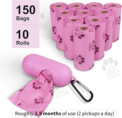 Dog Poop Bags Rolls with Dispenser 150 Count Biodegradable Bags for Dog and Cat Lavender Scented Waste Bag Leak Proof Doggie Poop Bag Doggy Trash Bag Purple