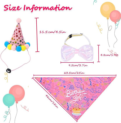 Happy Girl Dog Puppy Doggy Pet Birthday Burthday Party Supplies Hat Bandana Decorations Lets Pawty Banner Decor Dog Bowtie Gifts Outfit Stuff Accessories for Small Medium Large Dogs