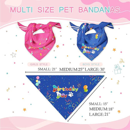 Birthday Dog Bandanas Boy,Blue Reflective Dogs Scarfs for Birthday Party Decorations Supplies for Dogs Pet Accessories,Cat Dogs Triangle Pet Scarves for Small Dogs Outfit,S