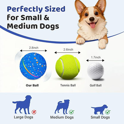 Interactive Dog Toys Ball - Smart Moving Bouncing Dog Ball with Colorful Lights, E-TPU Material, 3 Play Modes Automatic Rolling Dogs Toy for Small Medium Dogs Keep Them Busy(Blue)