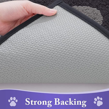 Buganda Dog Door Mat for Muddy Paws, Absorbent Dirt Trapper Washable Indoor Doormats, Non Slip Low-Profile Mud Mat for Dogs, Front Entrance Doormat for Inside Floor (30x20 Inches, Dark Grey)