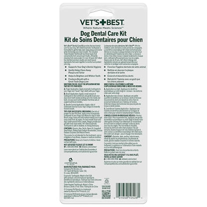 Vet's Best Dog Toothpaste & Dog Toothbrush, Dental Kit, Plaque Remover for Teeth, Whitens Teeth, Freshens Canine Breath, Veterinarian Formula, Finger Toothbrush Included