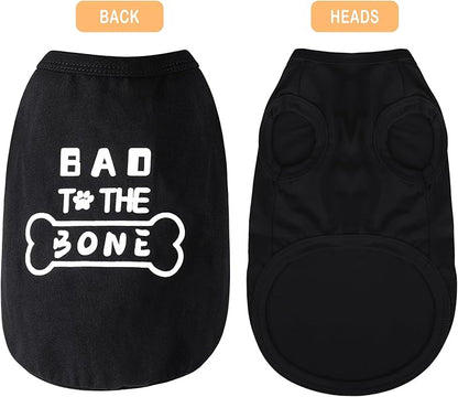 Discover Cozy Cotton Canine Wear: Soft, Lightweight, and Breathable Dog Shirt Vest with Eye-Catching Graphics(Bad to The Bone), Keeping Your Furry Friend Warm and Comfy! Black XXL