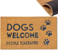 Assaoy Dogs Welcome People Tolerated Doormat Dog Welcome Funny Door Mats Outside Coir Doormat for Home Entrance,Front Floor Rubber Mat Indoor Outdoor Christmas mats Heavy Duty Backing Patio 30”x18 in