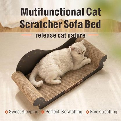 Sofa Shaped Cat Scratching Board,26.6" Extra Large Scratcher Bed for Large Cat Multi-Cats, Scratch Boards Lounge Bed,Cat Couch Furniture Protector (Black)
