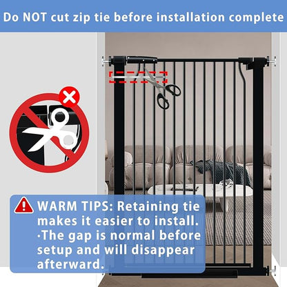 40.5" Extra Tall Baby Gate for Stairs, 40.5"-54.7" Extra Wide Large Dog Pet Gate Indoor, Pressure Mounted Safety First Child Gate Kids, Metal Auto Close Puppy Barrier for Walk Thru, Black