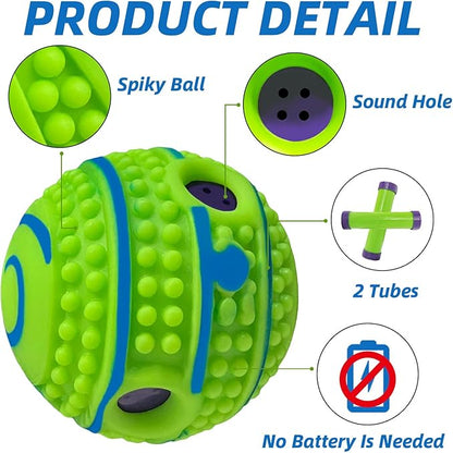 Spiky Interactive Dog Toys Ball, Shaking with Gibbering Sound, for Training, Teeth Cleaning & Herding, Straight, L, 3.94 in (10 cm)