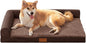 Patas Lague Orthopedic Dog Bed Medium Size Dog 30''X20'', Waterproof L Bolster Medium Pet Sofa Beds with Removable Washable Cover, Soft Comfortable Pet Couch Crate Mat with Nonskid Bottom, Brown