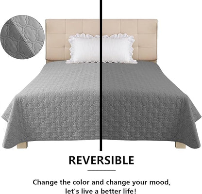 Waterproof Blanket for Bed, Reversible Dog Couch Cover Pet Sofa Furniture Protector Machine Washable King Size(82x102 Inch, Lightgrey+Darkgrey)