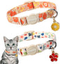 2 Pack Flower Cat Collars Breakaway with Bell, DOGWONG Safety Buckle Rose Floral Cute Cat Collar for Girl Boy Cats，Adjustable 7-12 Inch