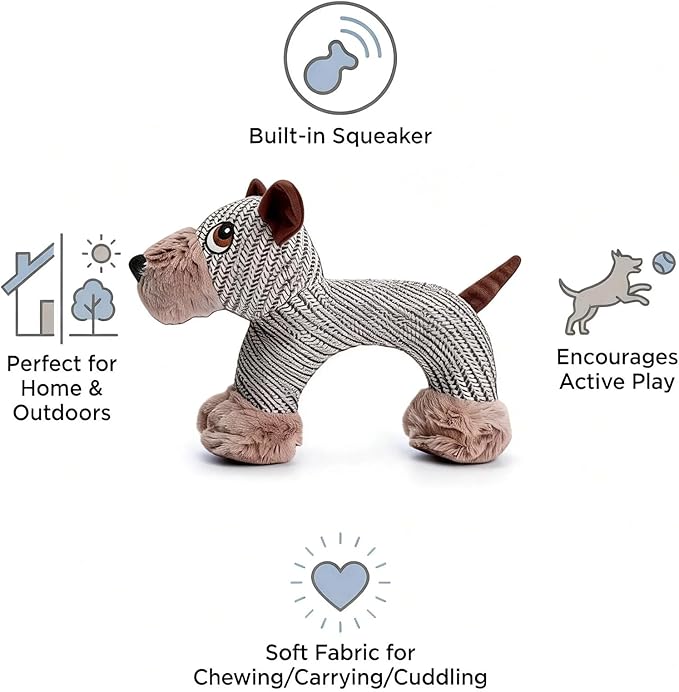 Linen Safari Companions, Squeaky Dog Chew Animals, with Durable Linen Material, Durable and Resistant to Chewing, for Relieve Dog's Boredom (Dog+Elephant+Sheep)