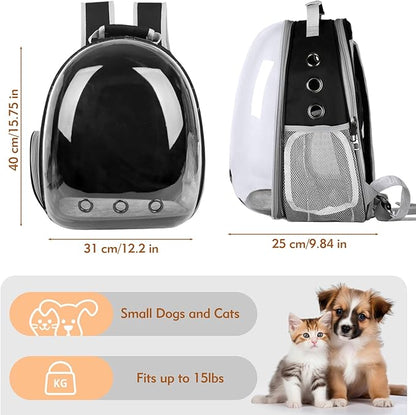 Cat Carrier Backpack, Cat Carrier Backpack for Small Medium Cat Puppy Dog, Transparent Space Capsule Pat Carrier Backpack, Airline-Approved Pet Carrier, Designed for Travel Hiking Walking Camping