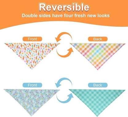 Easter Dog Bandana XLarge 2PCS, Colorful Scarf for Boy and Girl, Durable Triangle Reversible Bibs Handkerchief for Puppy Pet