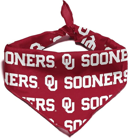 Oklahoma Sooners Officially Licensed Bandana for Dogs and Cats | Fits Pets Great Gift Idea | Easy-to-Tie (Small, 13")