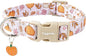 Faygarsle Fall Pumpkin and Leaves Pattern Dog Collar with Charm, Adjustable Pet Neckwear, Pink and Orange for Small Medium Large Dogs XS