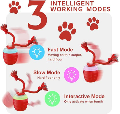 Interactive Dog Toy, [Newly Upgraded] Motion Activated Rolling Squeaky Ball for Medium/Large Dogs, Automatic Moving Dogs Ball for Boredom, USB Rechargeable(Red)